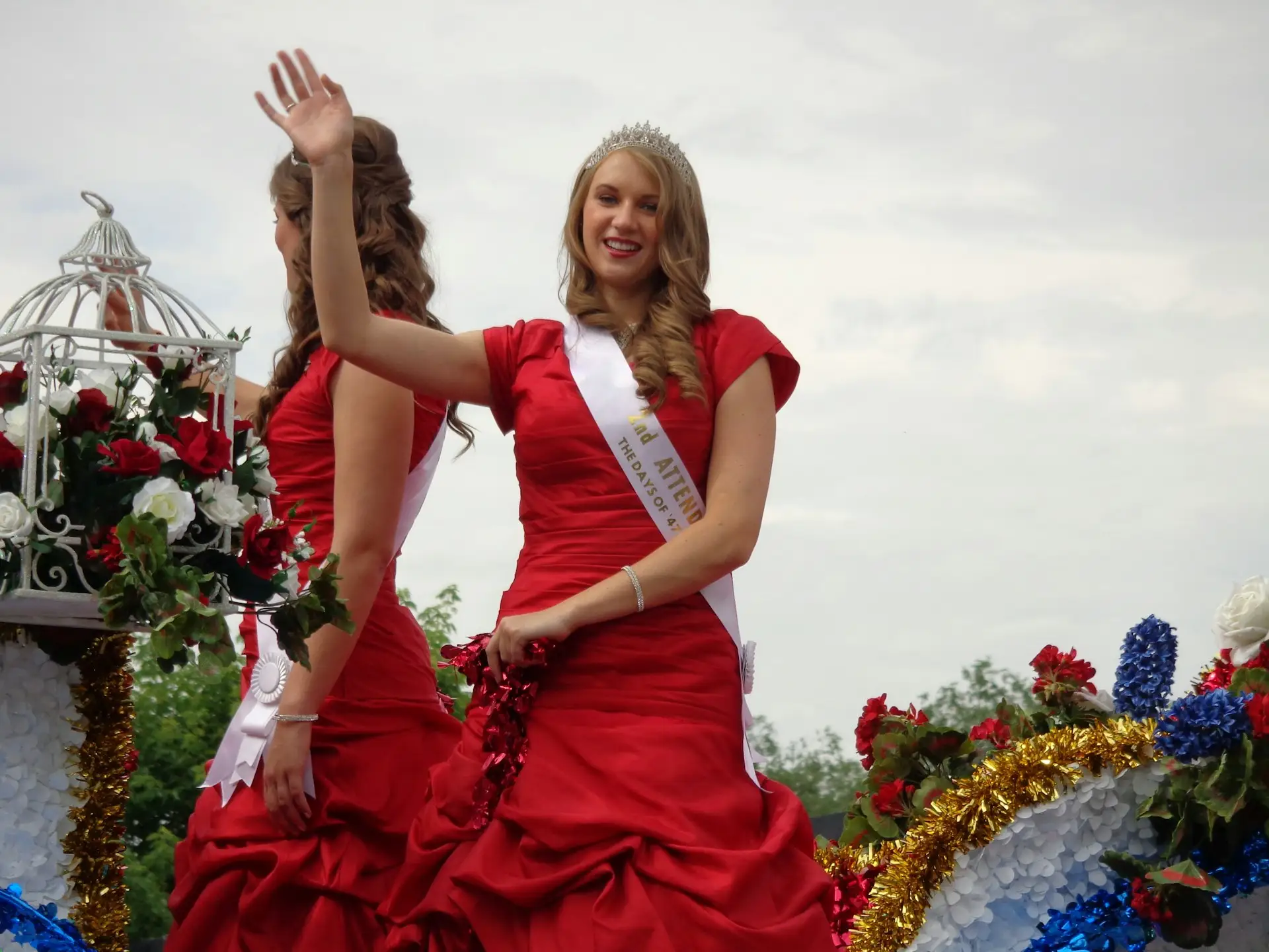 woman wearing red dress