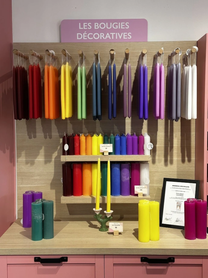 Produits proposés à la boutique les bougies de Charroux rue de la Doucette à Metz