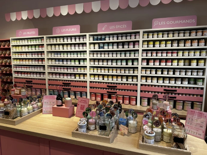Produits proposés à la boutique les bougies de Charroux rue de la Doucette à Metz