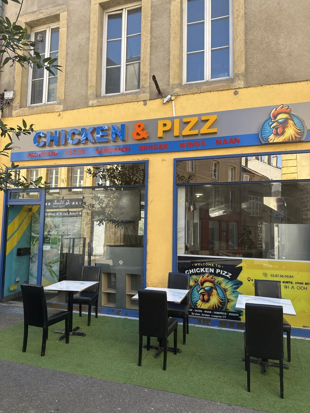 Devanture du restaurant Chicken Pizz rue du pont des morts à Metz