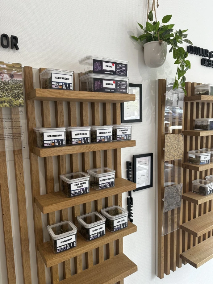 Intérieur de la boutique High Society spécialiste CBD à Metz